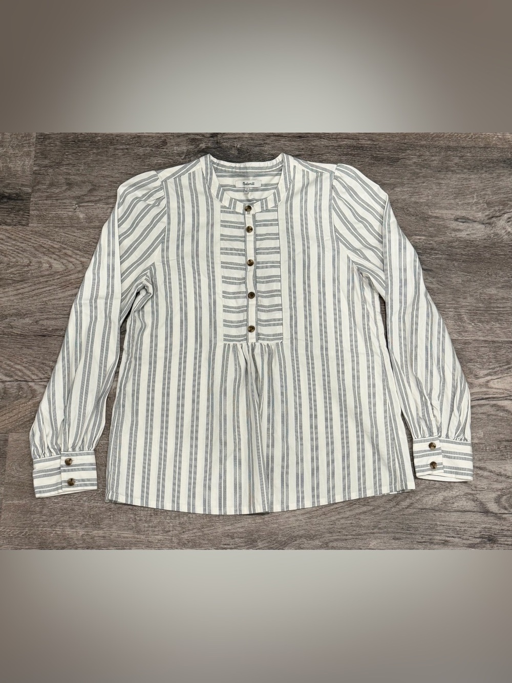 Madewell Women’s Small Striped Button Front Blouse Cotton Lyocell